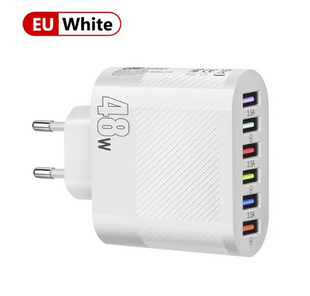 Зарядний блок 48 Вт 6 портів USB зарядний пристрій QC3.0 швидка зарядка 6в1 9876588 фото