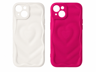 Силіконовий чохол Wave Heart для iPhone з м'якого TPU, протиударний, білий / рожевий 741213456 фото