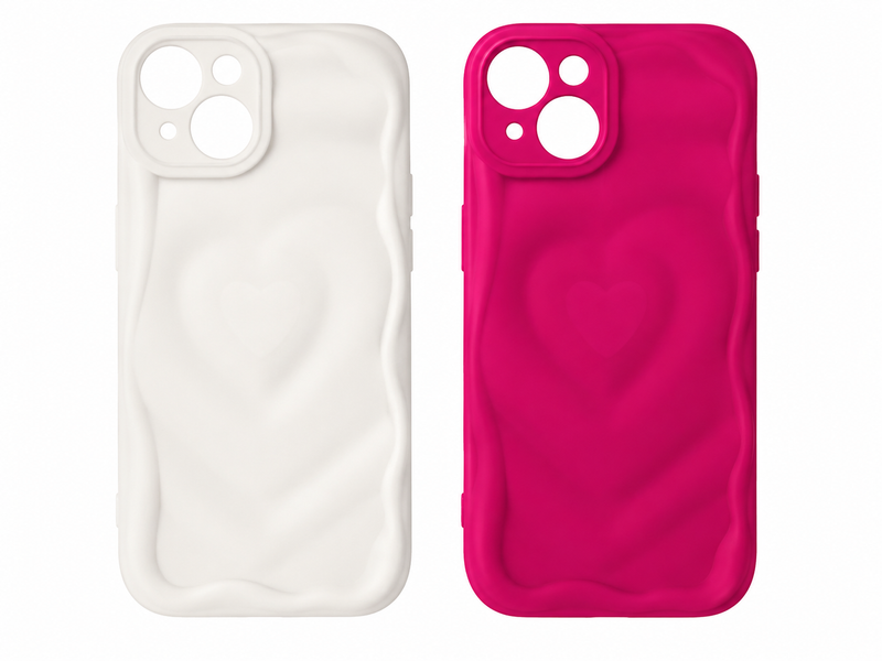 Силіконовий чохол Wave Heart для iPhone з м'якого TPU, протиударний, білий / рожевий 741213456 фото