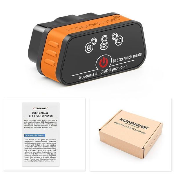 Диагностический сканер для электромобилей KONNWEI KW901 Bluetooth 5.0 беспроводной OBDII 54345568 фото
