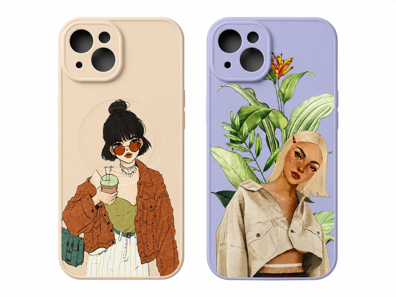 Силіконовий чохол MagSafe Fashion Girl для iPhone 14, Soft Touch, з принтом, протиударний 84762000 фото