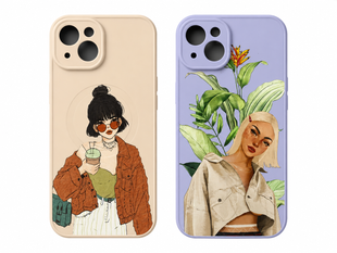 Силиконовый чехол MagSafe Fashion Girl для iPhone 14, Soft Touch, с принтом, противоударный 84762000 фото