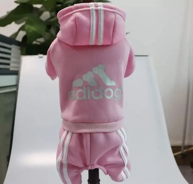 Костюм для домашніх тварин, одяг для собак та котів, зимовий костюм Adidog з капюшоном для вихованця, рожевий XS 6433224124 фото
